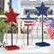 4th of July Wooden Star Set – 3-Piece Rustic Patriotic Tiered Tray & Tabletop Decorations for Memorial Day, Independence Day, Home, Red White & Blue (Retro Style)